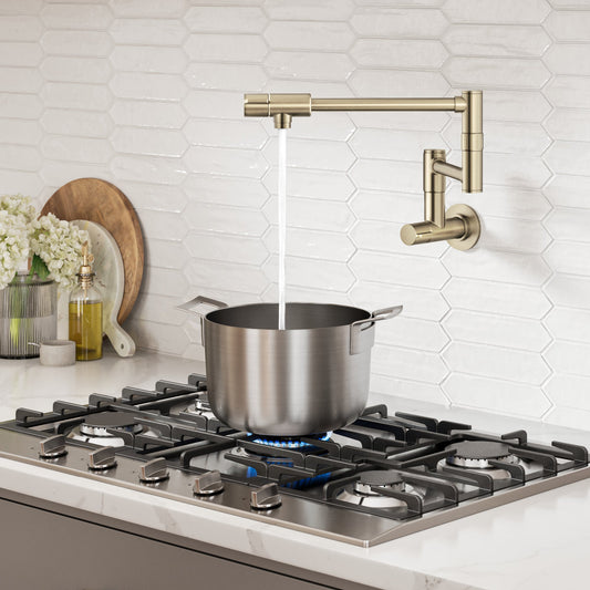KRAUS Bolden Wall Mount Pot Filler in Antique Champagne Bronze - KPF-5003SFACB