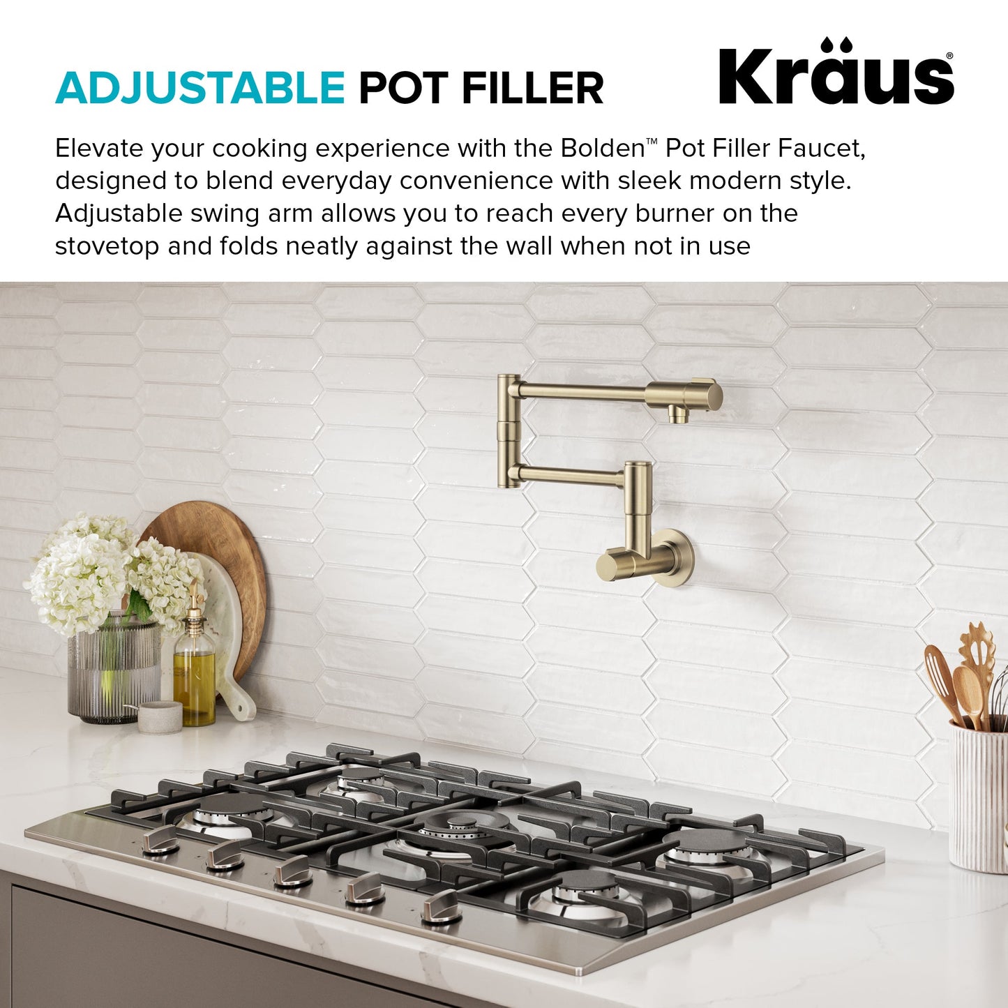 KRAUS Bolden Wall Mount Pot Filler in Antique Champagne Bronze - KPF-5003SFACB