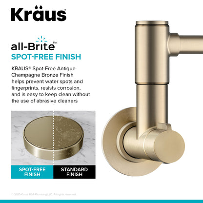 KRAUS Bolden Wall Mount Pot Filler in Antique Champagne Bronze - KPF-5003SFACB