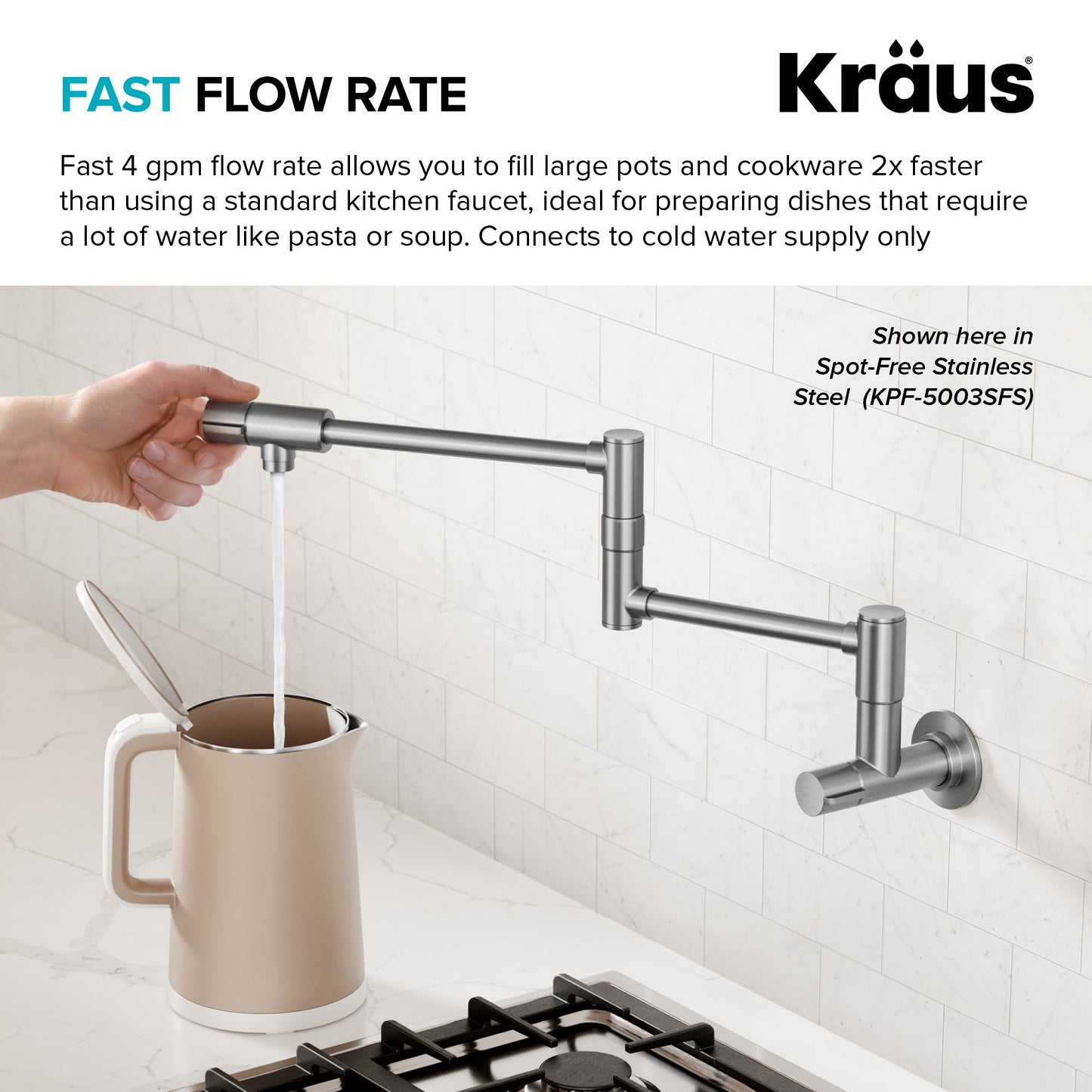 KRAUS Bolden Wall Mount Pot Filler in Antique Champagne Bronze - KPF-5003SFACB