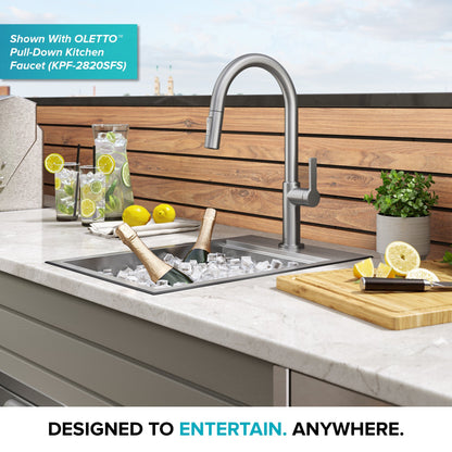KRAUS 15" x 22" Outdoor Marine Grade Workstation Drop-In T-316 Stainless Steel Bar Sink - KWT311-15-316