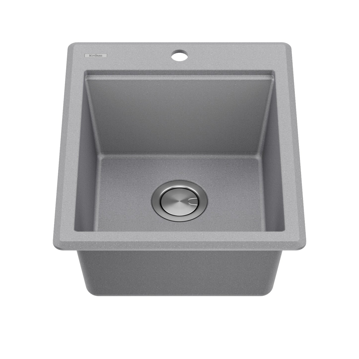 KRAUS 18” Drop-In Granite Composite Workstation Kitchen Bar Sink in Metallic Grey - KGTW12-18MGR