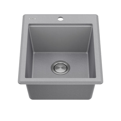 KRAUS 18” Drop-In Granite Composite Workstation Kitchen Bar Sink in Metallic Grey - KGTW12-18MGR