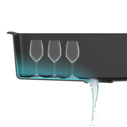 KRAUS 24" Dual Mount Single Bowl Granite Kitchen Sink with Topmount and Undermount Installation in Black Onyx - KGD-410B