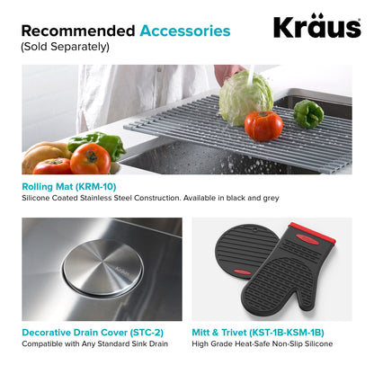 KRAUS 24" Stainless Steel Utility Sink and Kitchen Faucet - KHU24L-1610-53CH