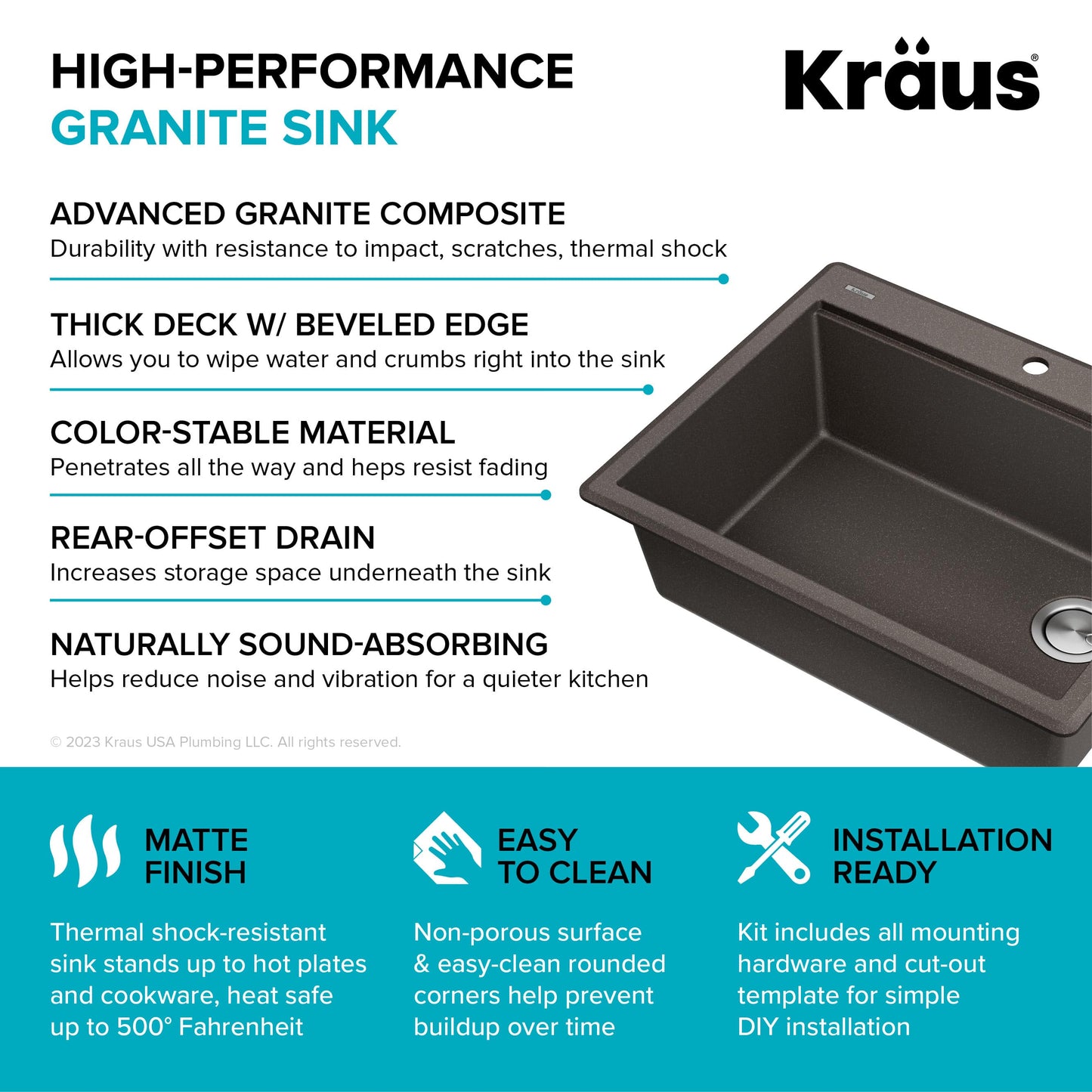 KRAUS 28” Drop-In Granite Composite Workstation Kitchen Sink in Metallic Brown - KGTW12-28MBR