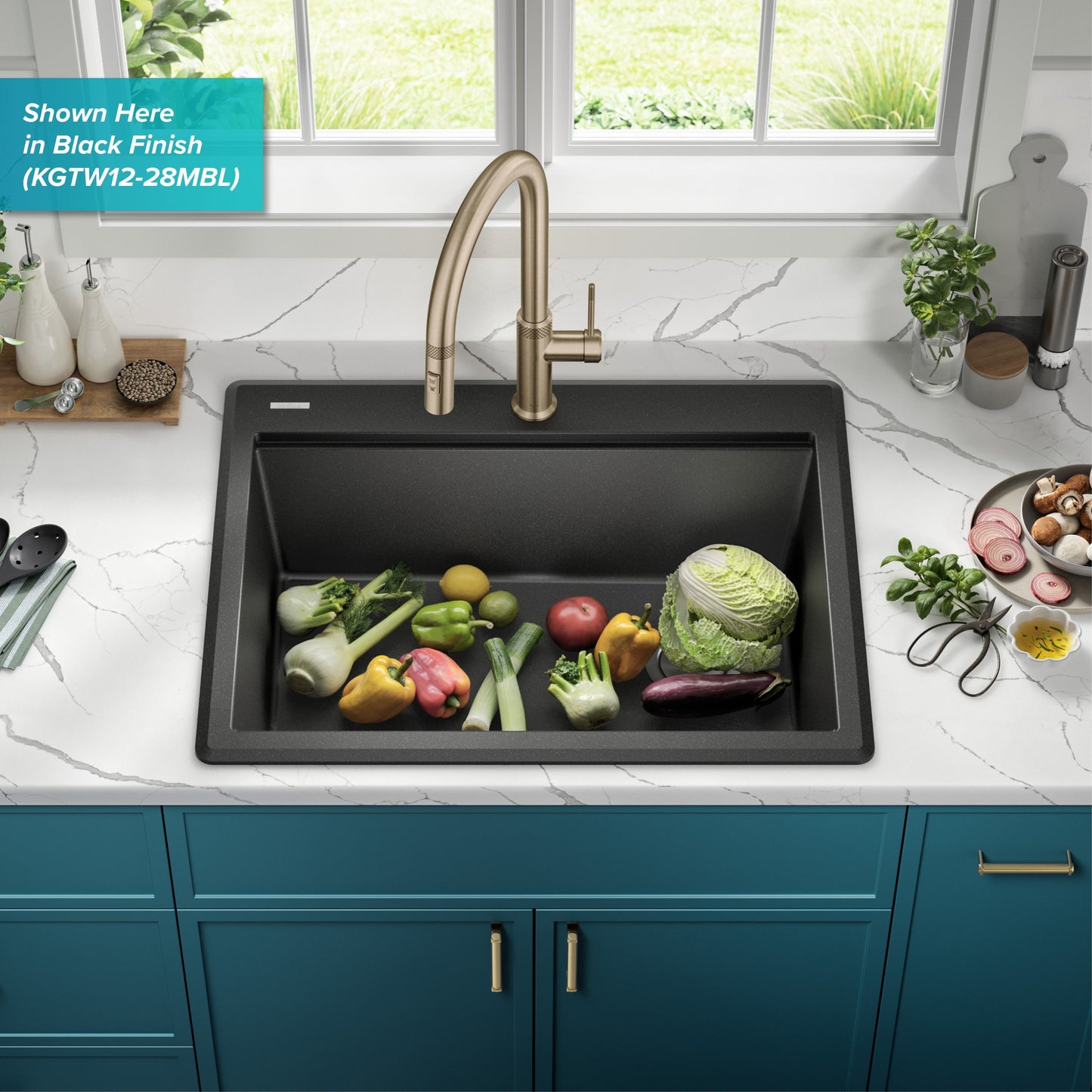KRAUS 28” Drop-In Granite Composite Workstation Kitchen Sink in Metallic Brown - KGTW12-28MBR