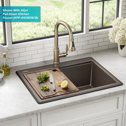 KRAUS 28” Drop-In Granite Composite Workstation Kitchen Sink in Metallic Brown - KGTW12-28MBR