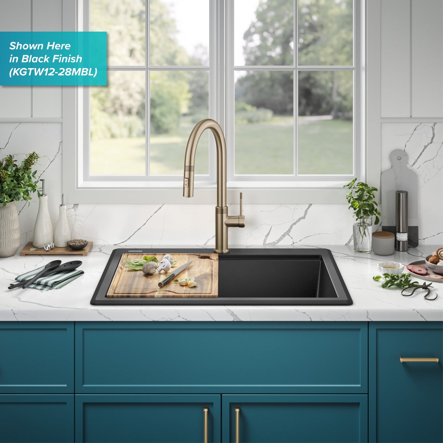 KRAUS 28” Drop-In Granite Composite Workstation Kitchen Sink in Metallic Brown - KGTW12-28MBR