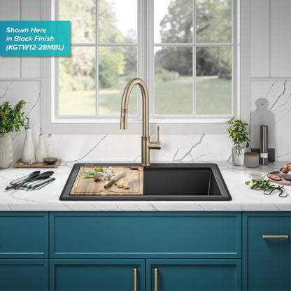 KRAUS 28” Drop-In Granite Composite Workstation Kitchen Sink in Metallic Brown - KGTW12-28MBR