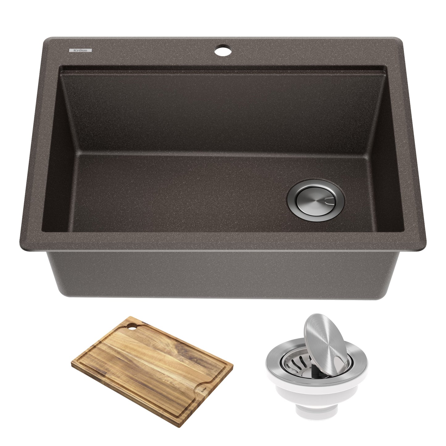 KRAUS 28” Drop-In Granite Composite Workstation Kitchen Sink in Metallic Brown - KGTW12-28MBR