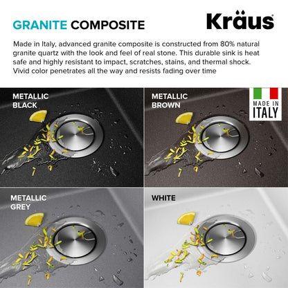 KRAUS 28” Drop-In Granite Composite Workstation Kitchen Sink in Metallic Grey - KGTW12-28MGR