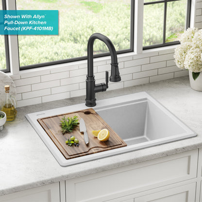 KRAUS 28” Drop-In Granite Composite Workstation Kitchen Sink in White - KGTW12-28WH