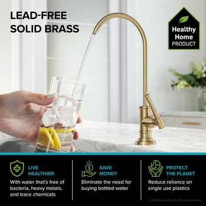 KRAUS Allyn Transitional Bridge Kitchen Faucet & Water Filter Faucet in Brushed Gold
