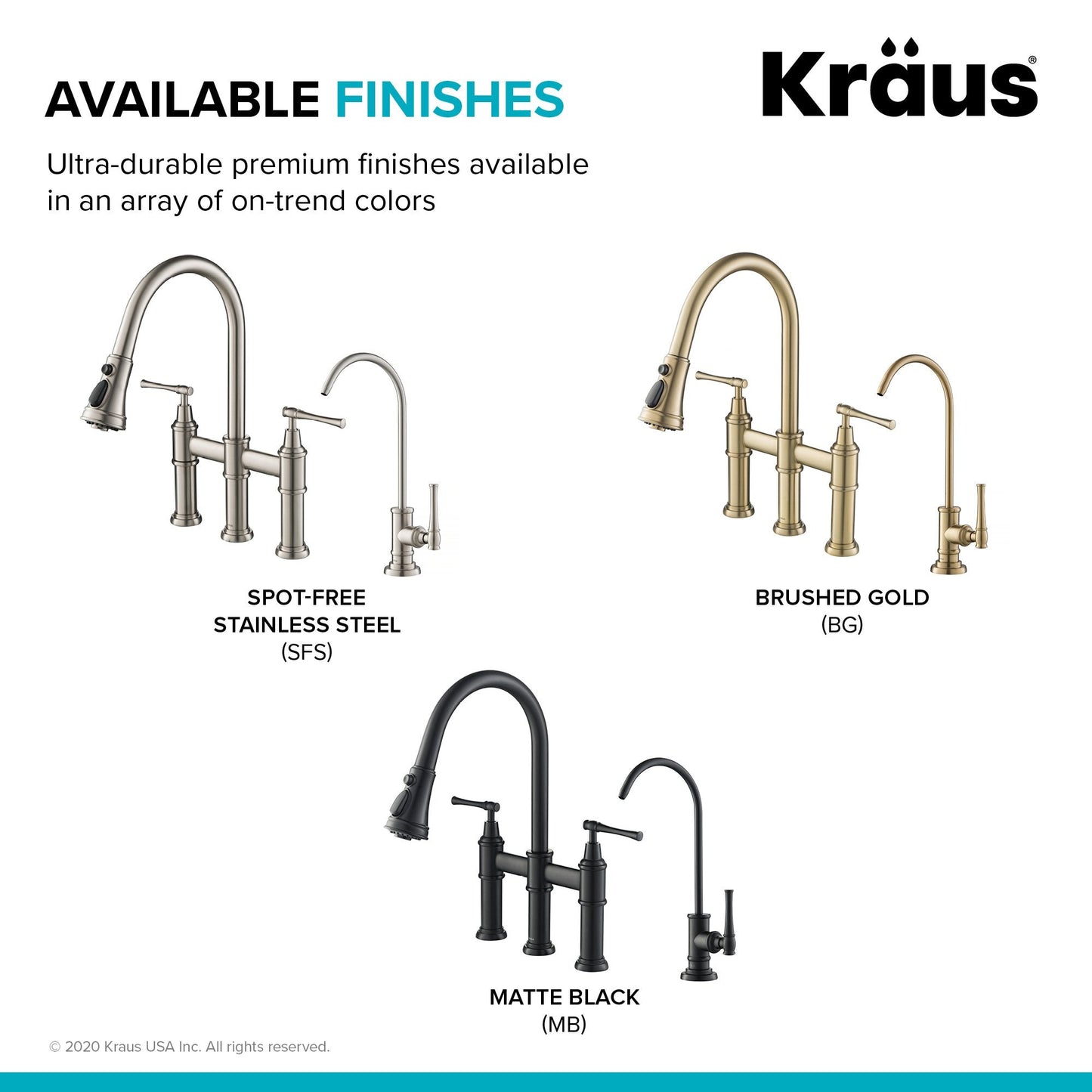 KRAUS Allyn Transitional Bridge Kitchen Faucet & Water Filter Faucet in Brushed Gold