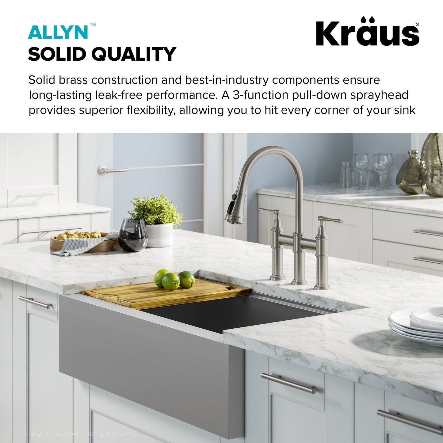 KRAUS Allyn Transitional Bridge Kitchen Faucet & Water Filter Faucet in Spot Free Stainless Steel