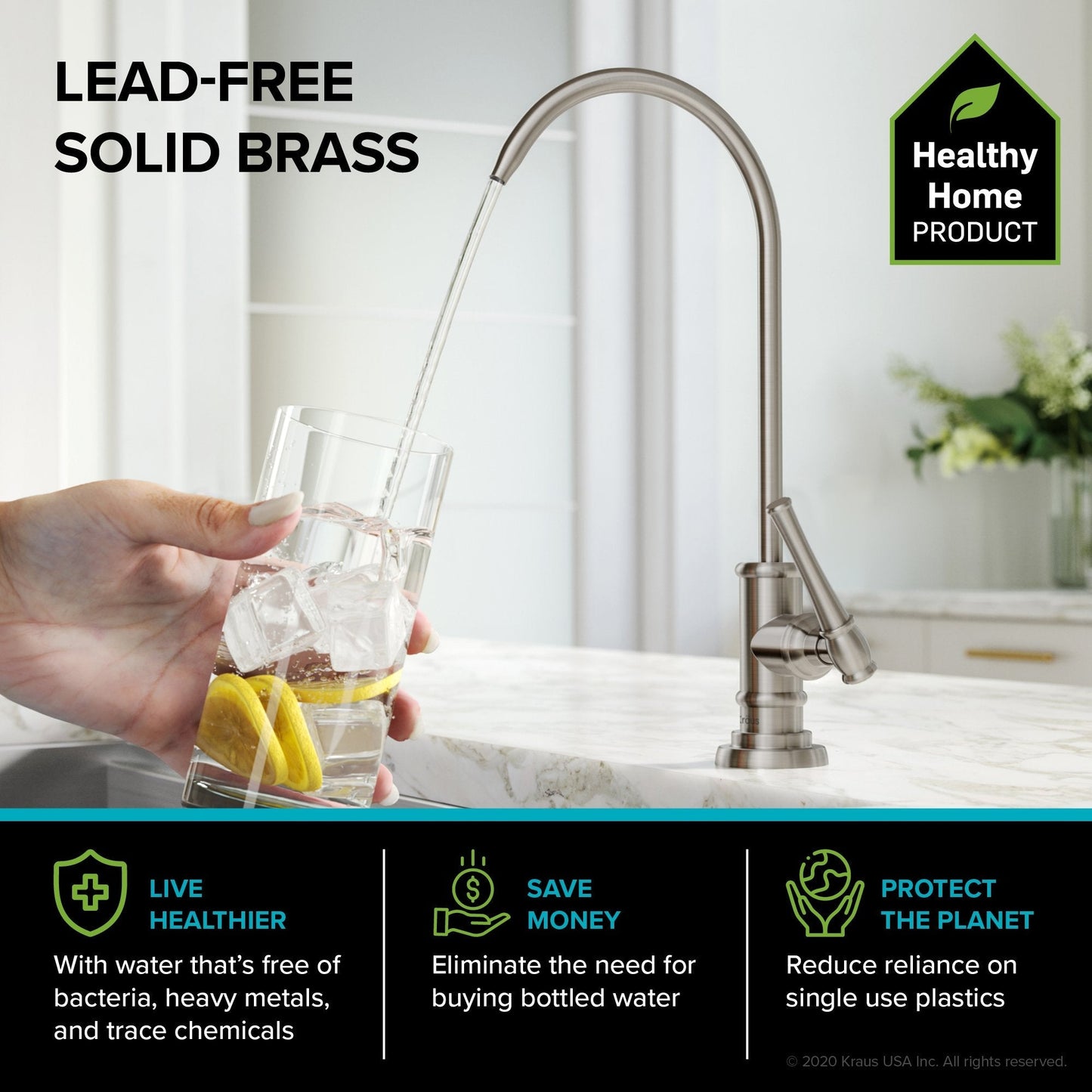 KRAUS Allyn Transitional Bridge Kitchen Faucet & Water Filter Faucet in Spot Free Stainless Steel