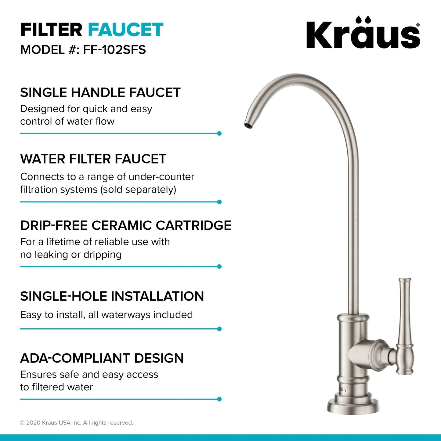 KRAUS Allyn Transitional Bridge Kitchen Faucet & Water Filter Faucet in Spot Free Stainless Steel