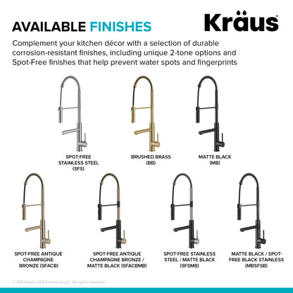 KRAUS Artec Pro Commercial Style Single Handle Kitchen Faucet with Pot Filler in Brushed Brass - KPF-1604BB