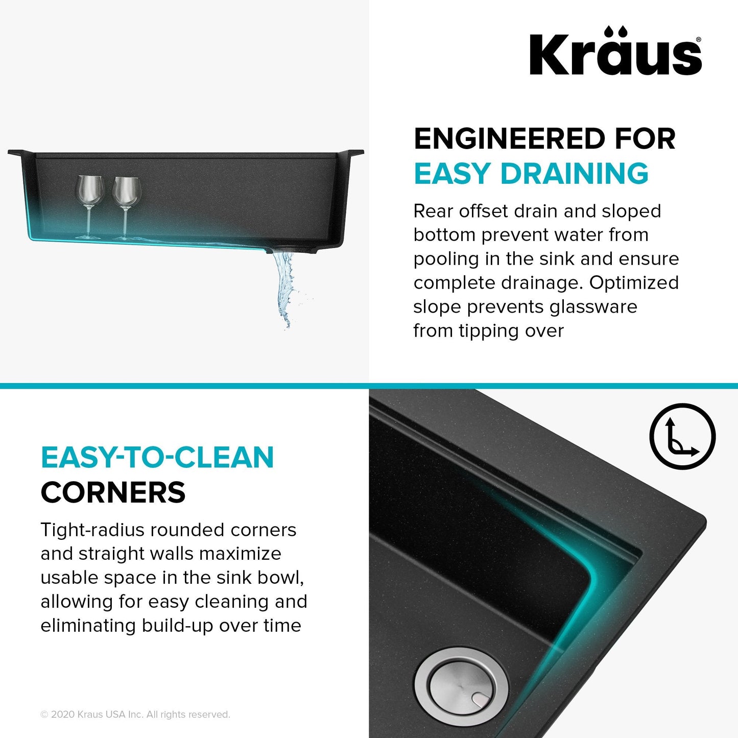 KRAUS Bellucci Workstation 33" Drop-In Granite Composite Kitchen Sink with Accessories - KGTW2-33MBL