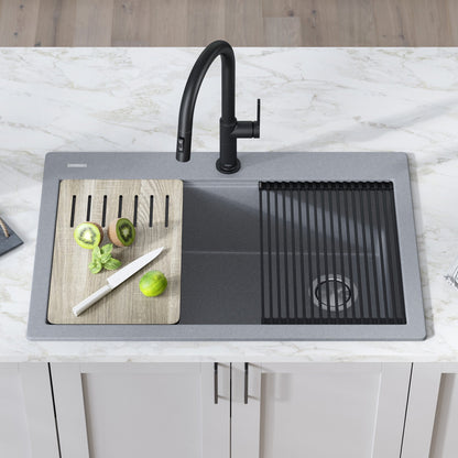 KRAUS Bellucci Workstation 33" Drop-In Granite Composite Kitchen Sink with Accessories - KGTW2-33MBL