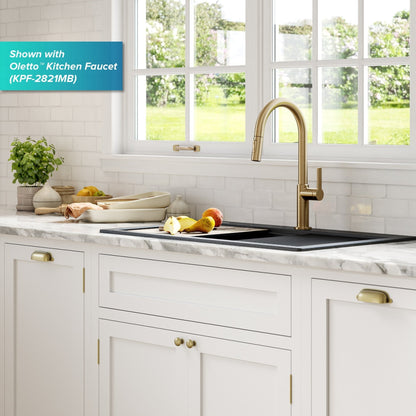 KRAUS Bellucci Workstation 33" Drop-In Granite Composite Kitchen Sink with Accessories - KGTW2-33MBL