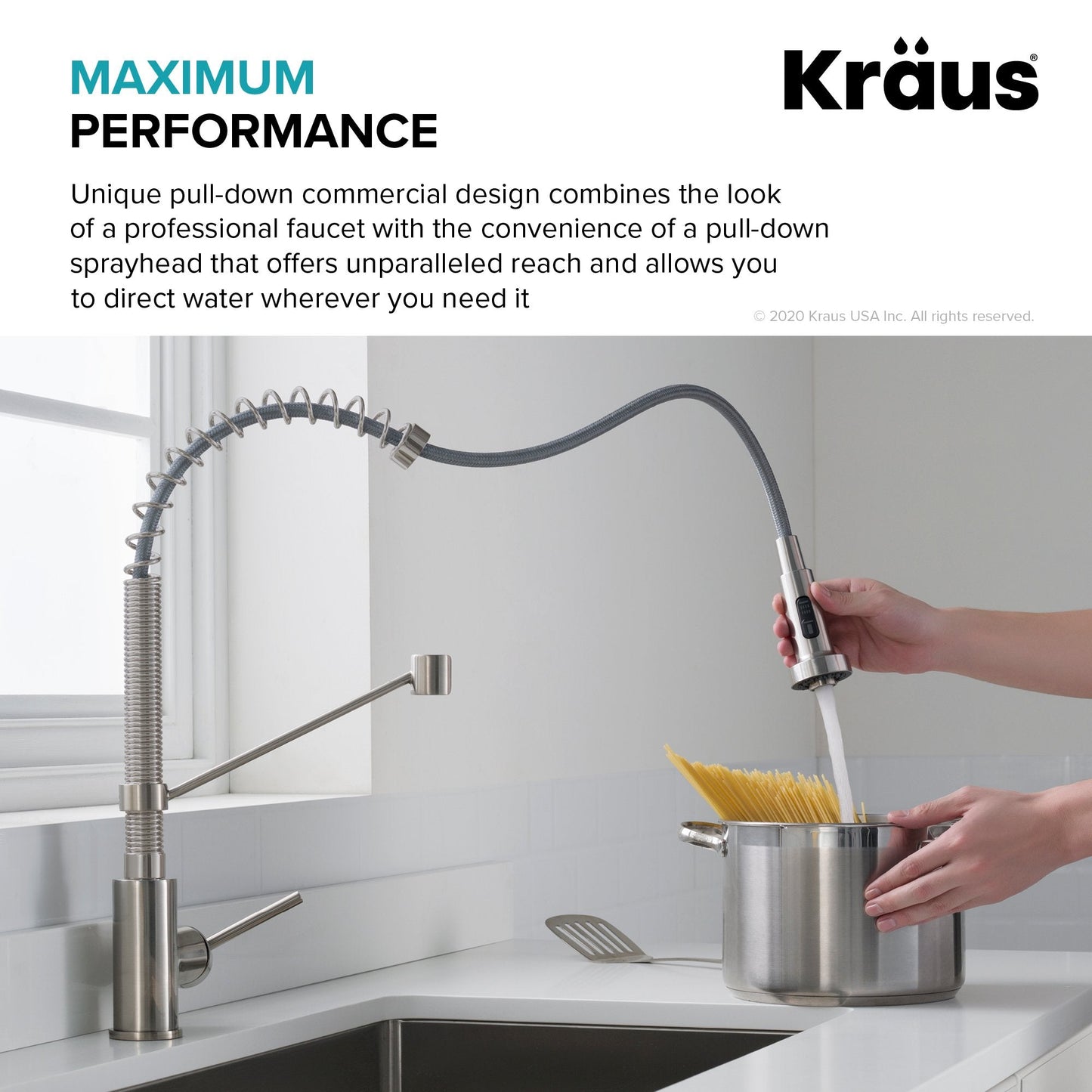 KRAUS Bolden 18-Inch Commercial Kitchen Faucet with Pull-Down Sprayhead in Spot Free Antique Champagne Bronze - KPF-1610SFACB