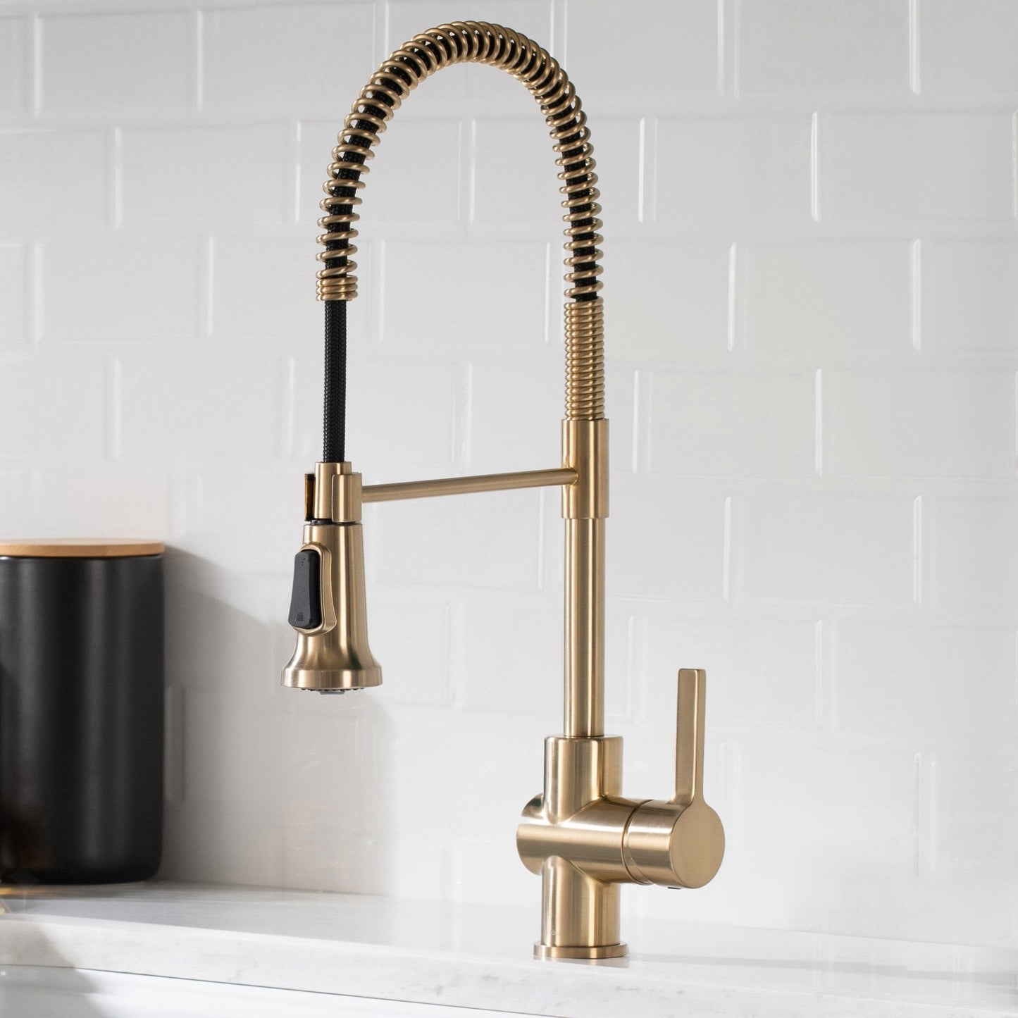 KRAUS Britt Commercial Style Kitchen Faucet and Purita Water Filter Faucet Combo in Spot Free Antique Champagne Bronze - KPF-1690-FF-100SFACB