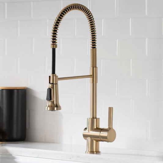 KRAUS Britt Commercial Style Kitchen Faucet in Spot Free Antique Champagne Bronze - KPF-1690SFACB