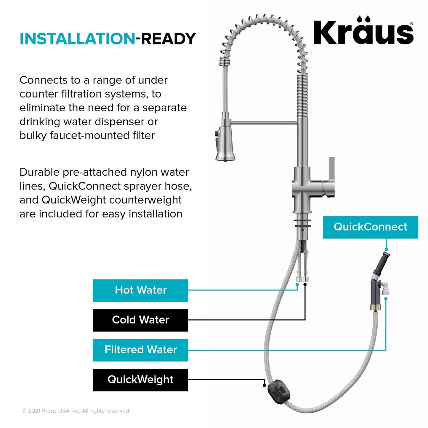 KRAUS Britt Commercial Style Kitchen Faucet with Integrated Water Filter Spout in Spot Free Stainless Steel - KFF-1691SFS