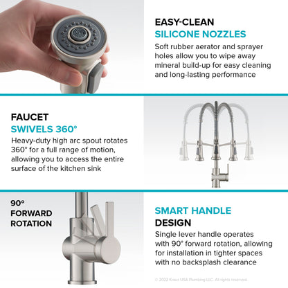 KRAUS Britt Touchless Pull-Down Single Handle Faucet in Spot Free Antique Champagne Bronze - KSF-1691SFACB