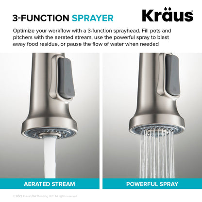 KRAUS Britt Touchless Pull-Down Single Handle Faucet in Spot Free Antique Champagne Bronze - KSF-1691SFACB