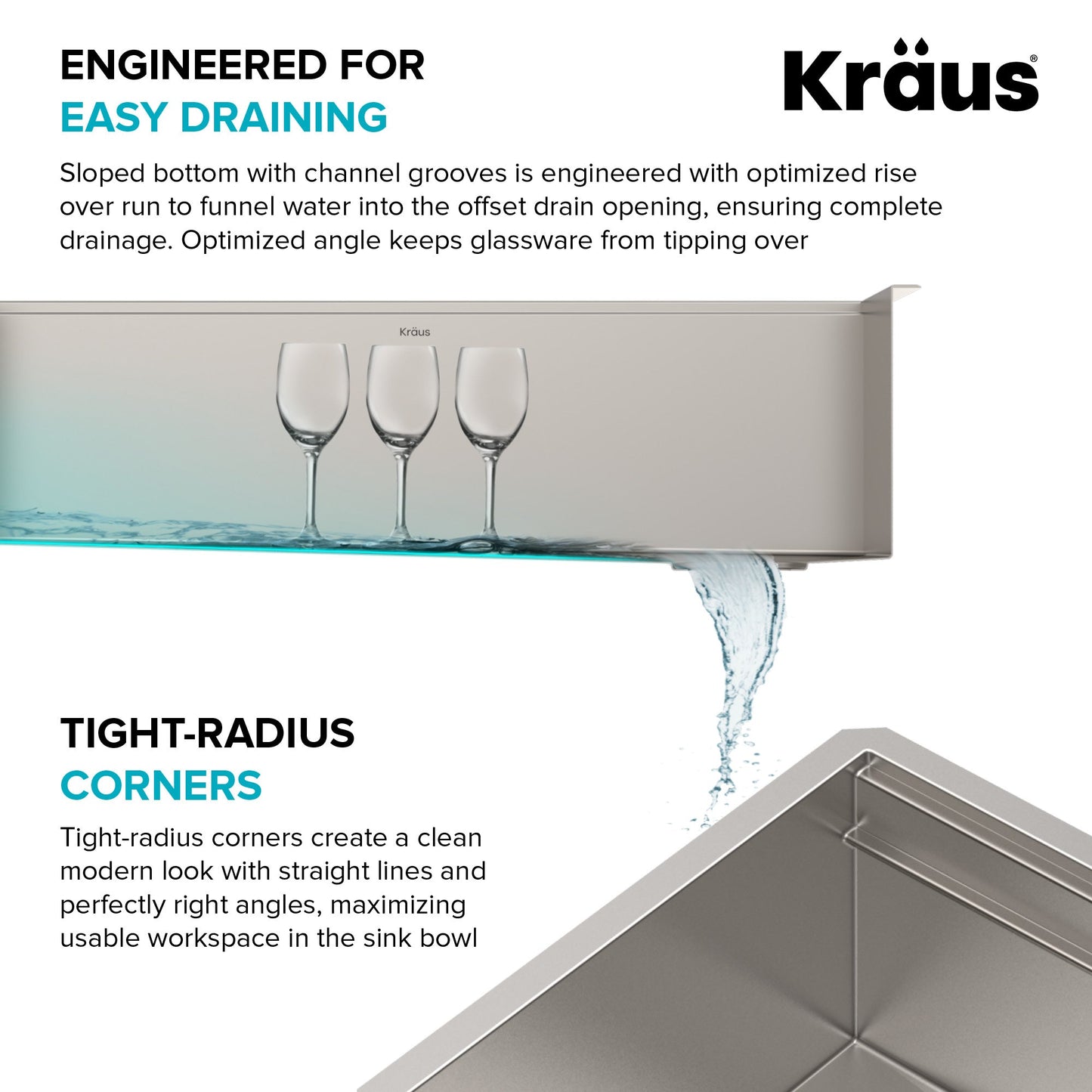 KRAUS Kore Dual Tier 57" Undermount Workstation 16 Gauge Single Bowl Kitchen Sink - KWU210-57