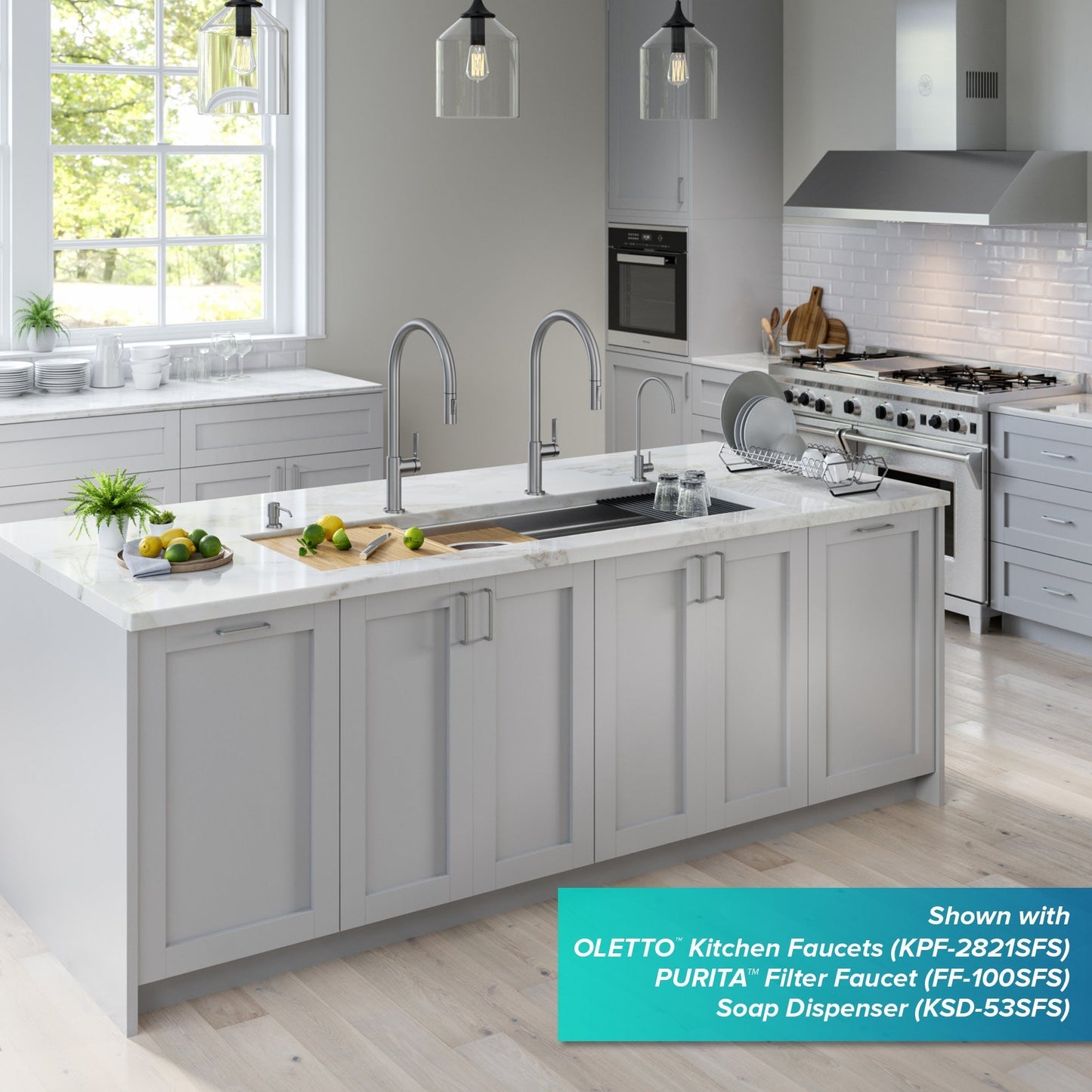 KRAUS Kore Dual Tier 57" Undermount Workstation 16 Gauge Single Bowl Kitchen Sink - KWU210-57