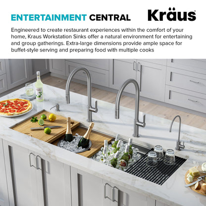 KRAUS Kore Dual Tier 57" Undermount Workstation 16 Gauge Single Bowl Kitchen Sink - KWU210-57