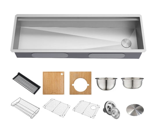 KRAUS Kore Dual Tier 57" Undermount Workstation 16 Gauge Single Bowl Kitchen Sink - KWU210-57