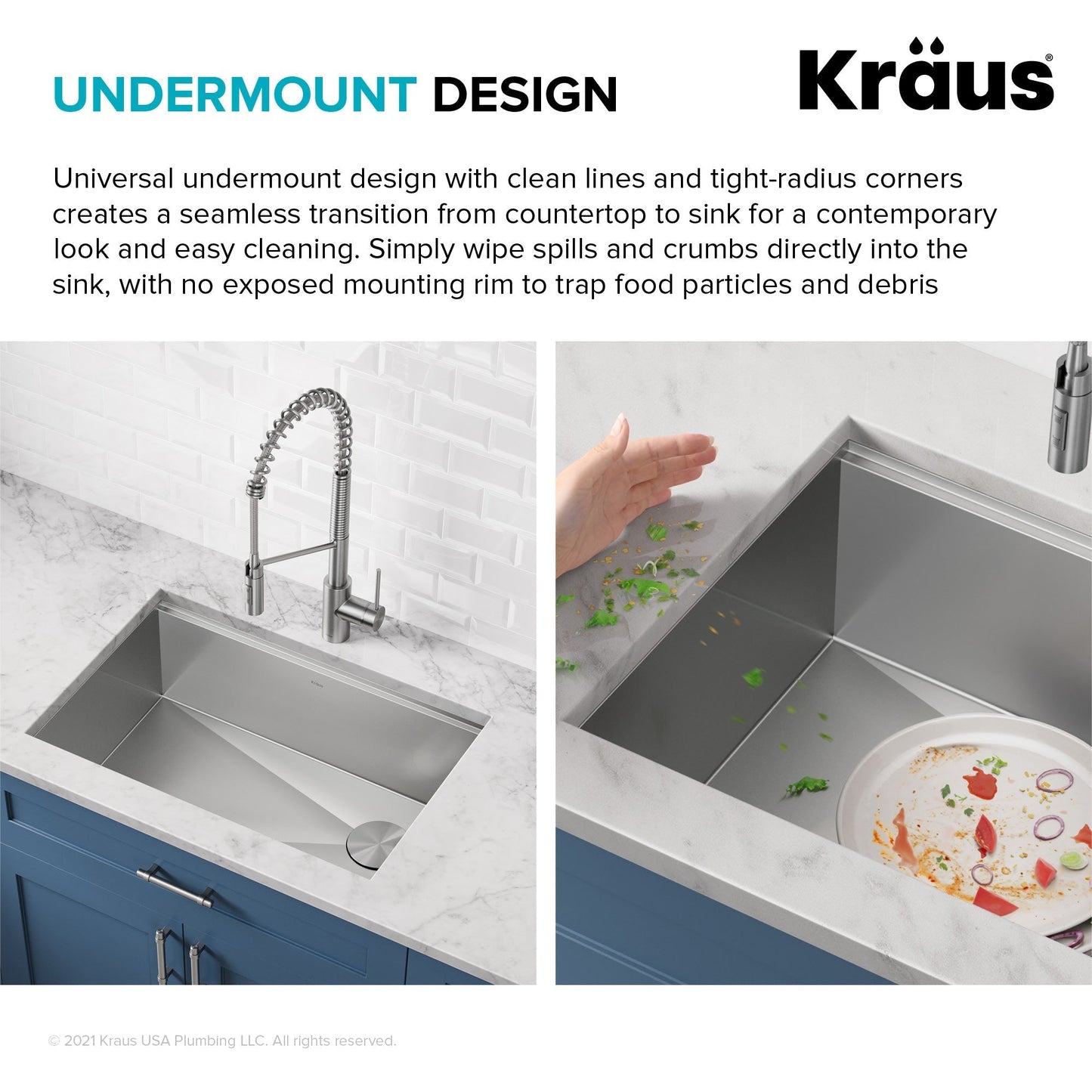 KRAUS Kore 21" Undermount Workstation 16 Gauge Stainless Steel Single Bowl Kitchen Sink with Accessories - KWU111-21
