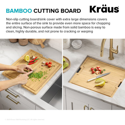 KRAUS Kore 21" Undermount Workstation 16 Gauge Stainless Steel Single Bowl Kitchen Sink with Accessories - KWU111-21