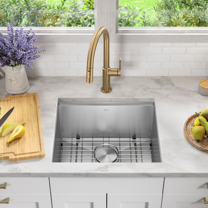 KRAUS Kore 21" Undermount Workstation 16 Gauge Stainless Steel Single Bowl Kitchen Sink with Accessories - KWU111-21