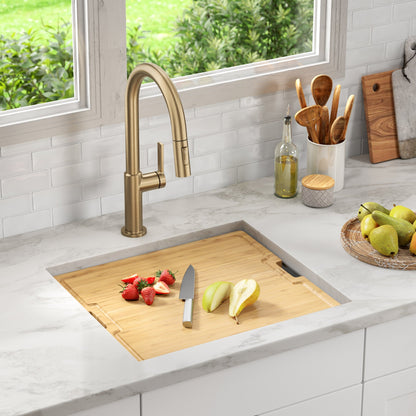 KRAUS Kore 21" Undermount Workstation 16 Gauge Stainless Steel Single Bowl Kitchen Sink with Accessories - KWU111-21