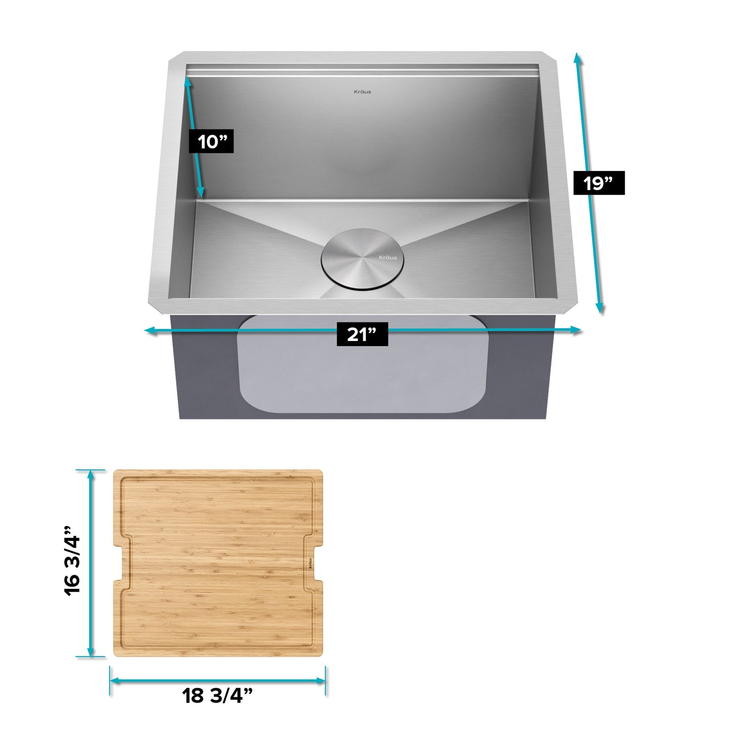 KRAUS Kore 21" Undermount Workstation 16 Gauge Stainless Steel Single Bowl Kitchen Sink with Accessories - KWU111-21