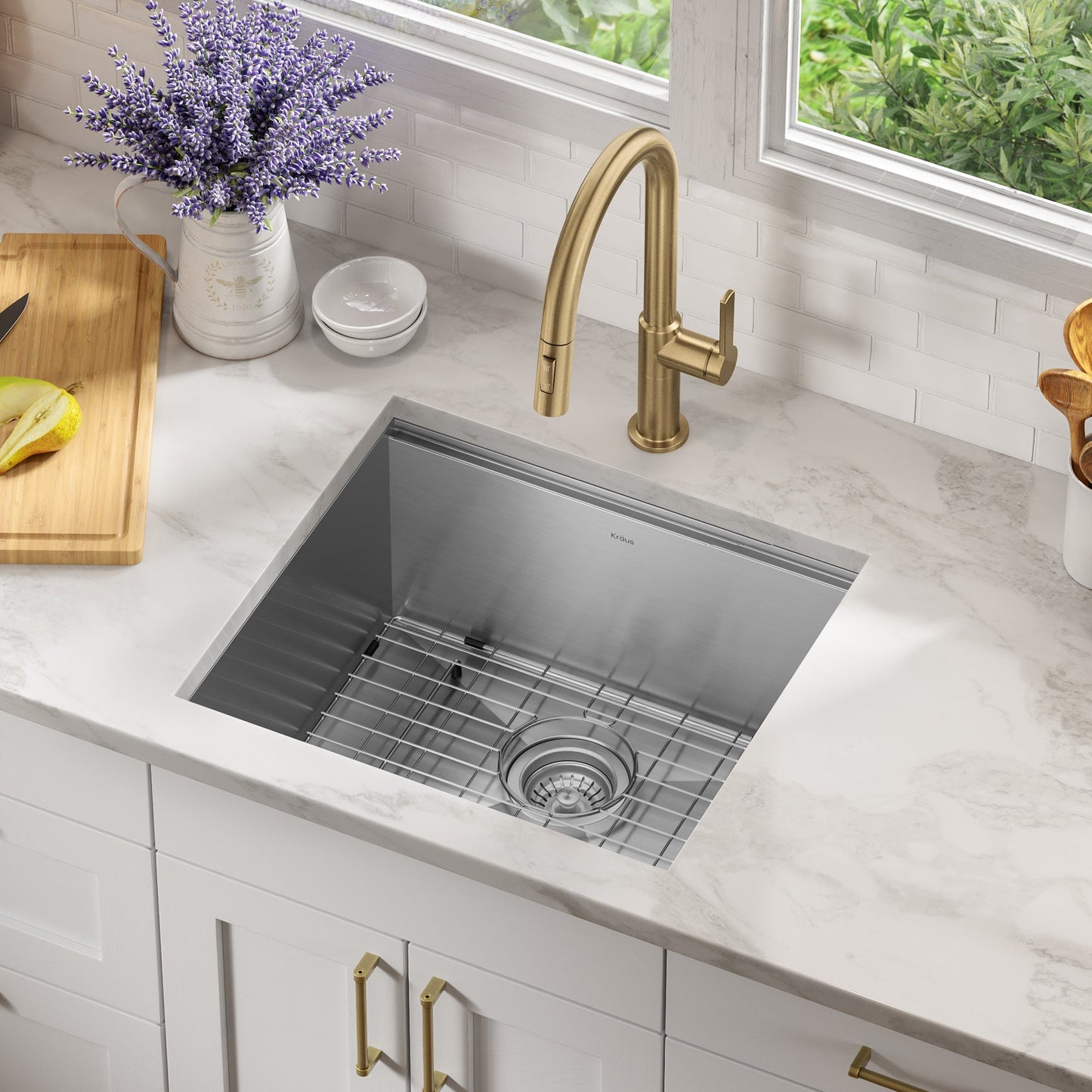 KRAUS Kore 21" Undermount Workstation 16 Gauge Stainless Steel Single Bowl Kitchen Sink with Accessories - KWU111-21