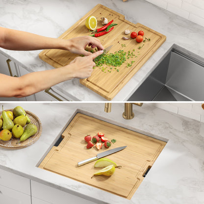KRAUS Kore 21" Undermount Workstation 16 Gauge Stainless Steel Single Bowl Kitchen Sink with Accessories - KWU111-21