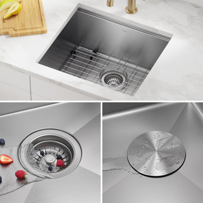 KRAUS Kore 21" Undermount Workstation 16 Gauge Stainless Steel Single Bowl Kitchen Sink with Accessories - KWU111-21