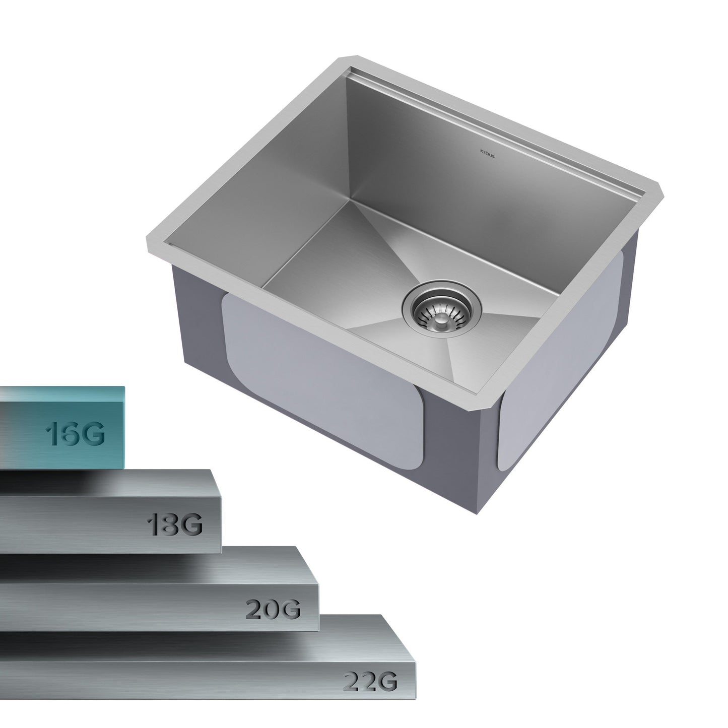 KRAUS Kore 21" Undermount Workstation 16 Gauge Stainless Steel Single Bowl Kitchen Sink with Accessories - KWU111-21