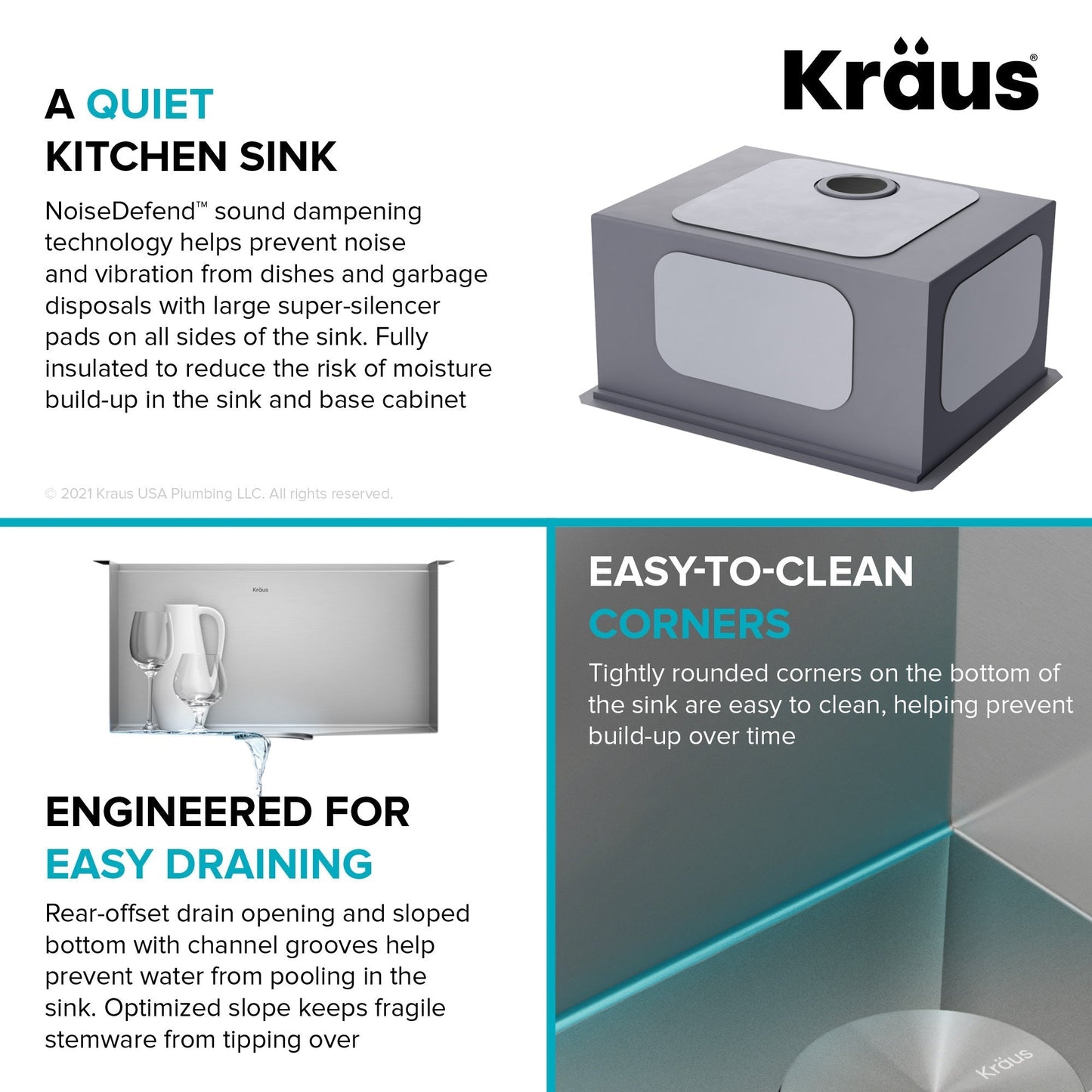 KRAUS Kore 21" Undermount Workstation 16 Gauge Stainless Steel Single Bowl Kitchen Sink with Accessories - KWU111-21