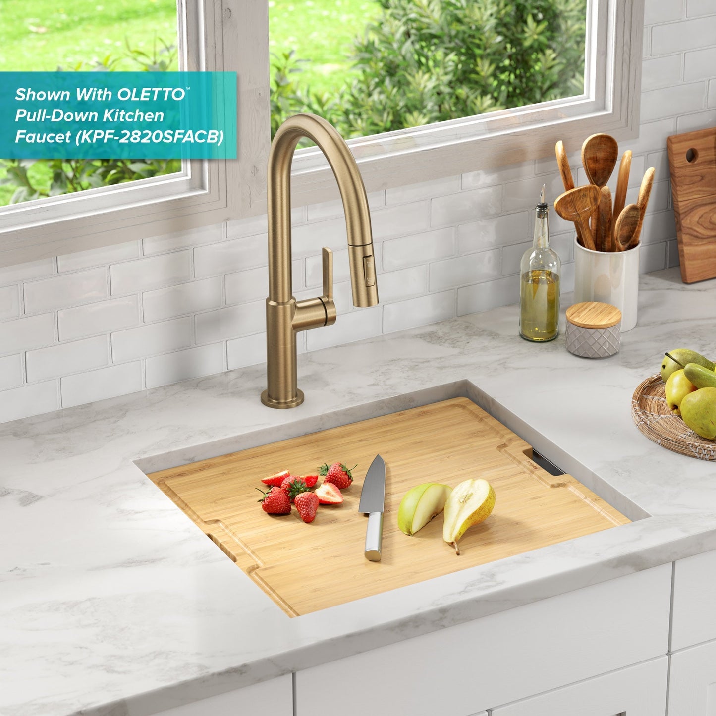 KRAUS Kore 21" Undermount Workstation 16 Gauge Stainless Steel Single Bowl Kitchen Sink with Accessories - KWU111-21