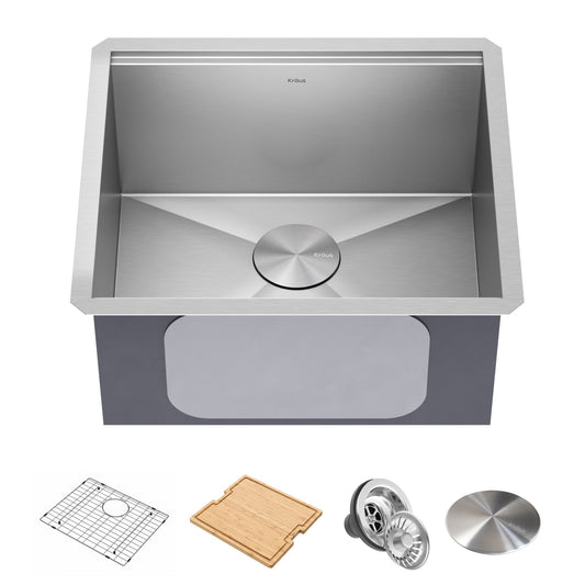 KRAUS Kore 21" Undermount Workstation 16 Gauge Stainless Steel Single Bowl Kitchen Sink with Accessories - KWU111-21