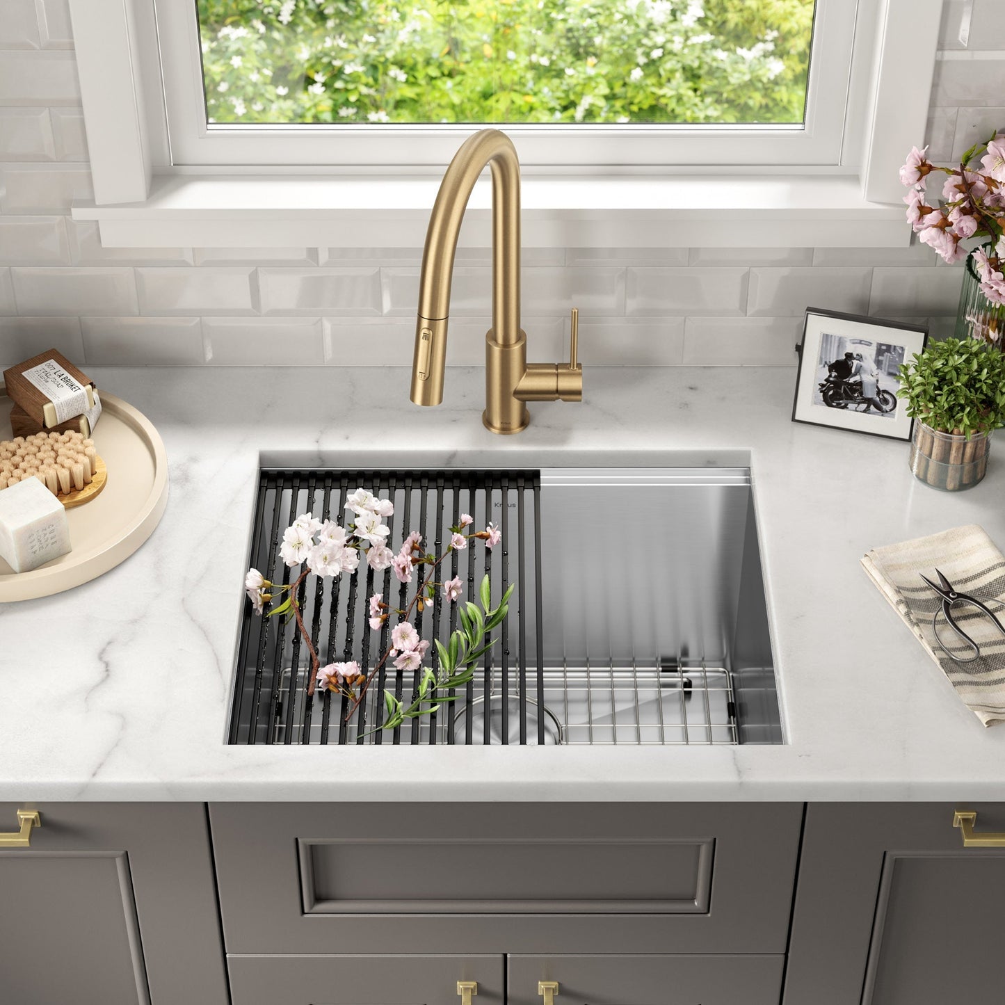 KRAUS Kore 23" Undermount Workstation 16 Gauge Laundry Utility Sink with Accessories - KWU100-23L