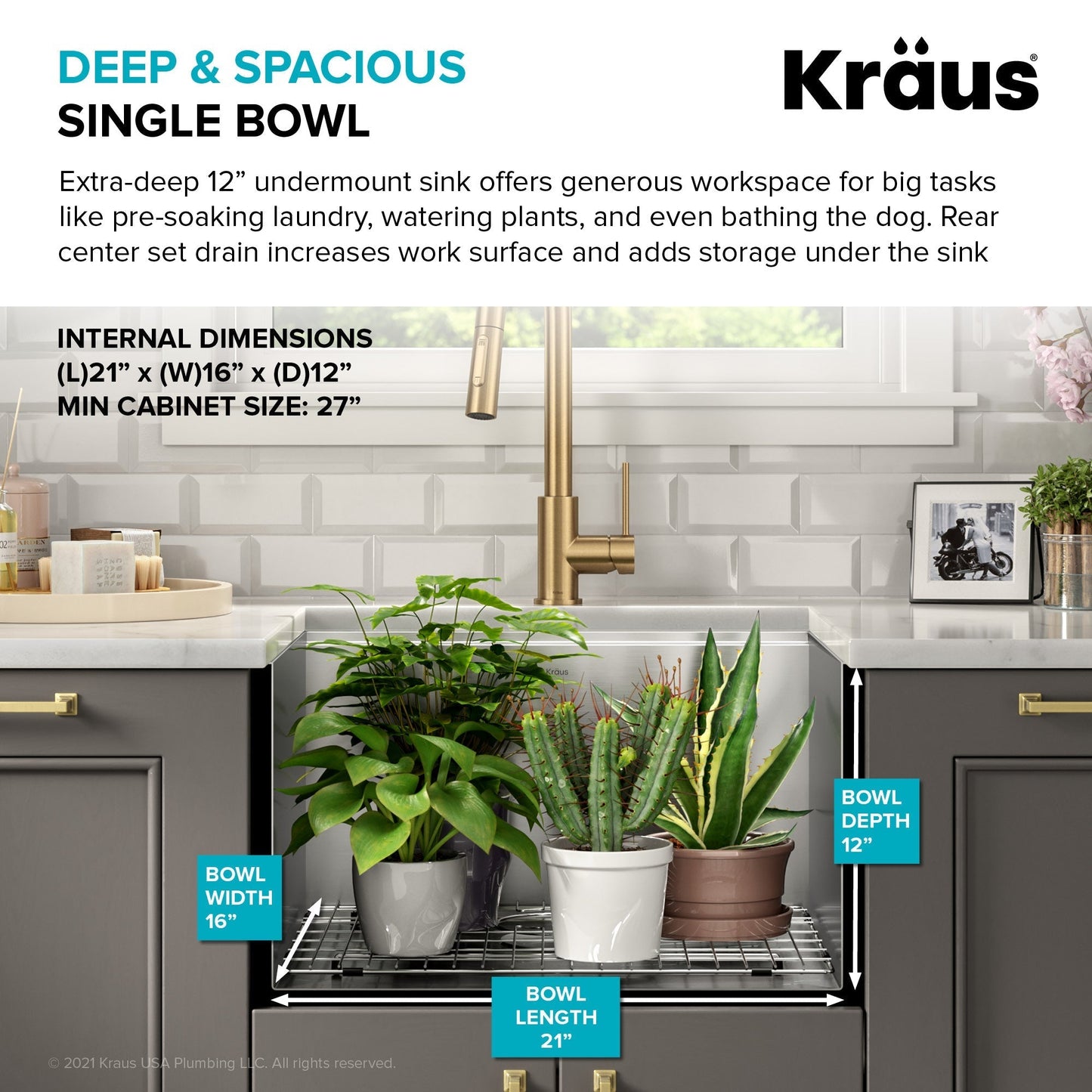 KRAUS Kore 23" Undermount Workstation 16 Gauge Laundry Utility Sink with Accessories - KWU100-23L